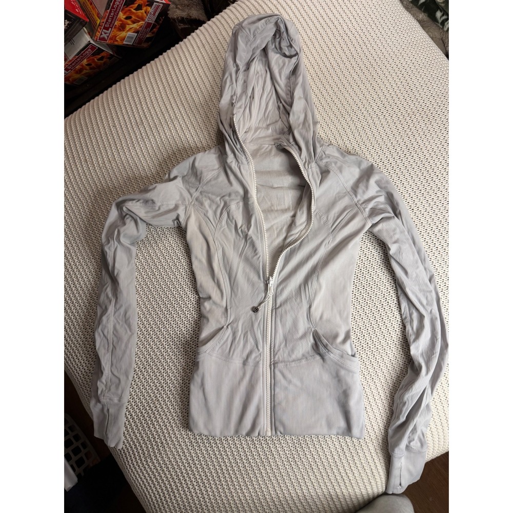 Lululemon Athletica Grey Full Zip Hooded Activewear Jacket Women Size 4
